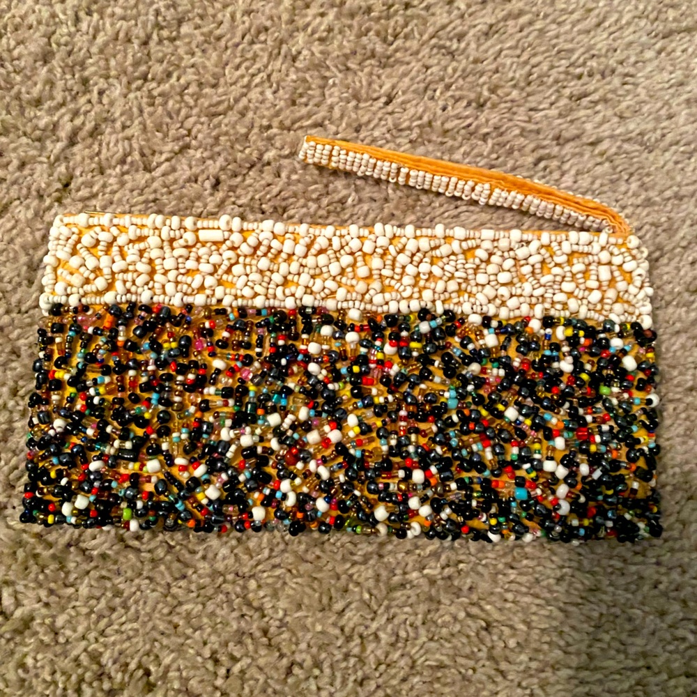 Seed beaded clutch bag